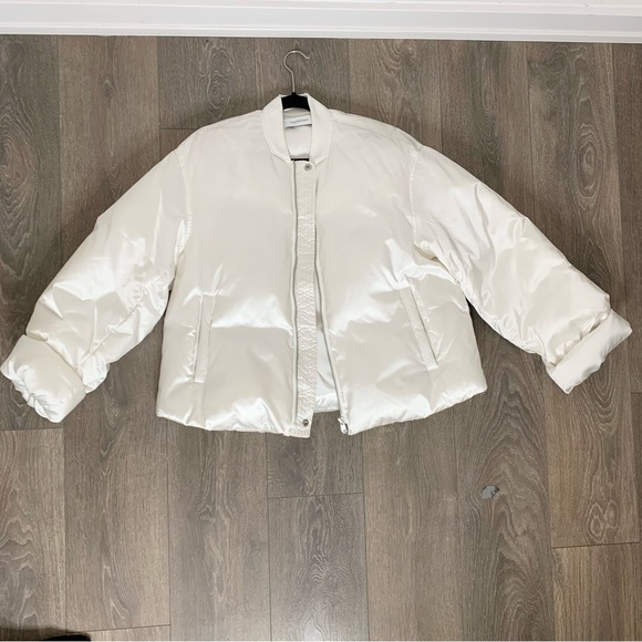Madeinam Jill Bomber Puffer Jacket Winter Coat Oversized Satin Shine white XS - Picture 2 of 16